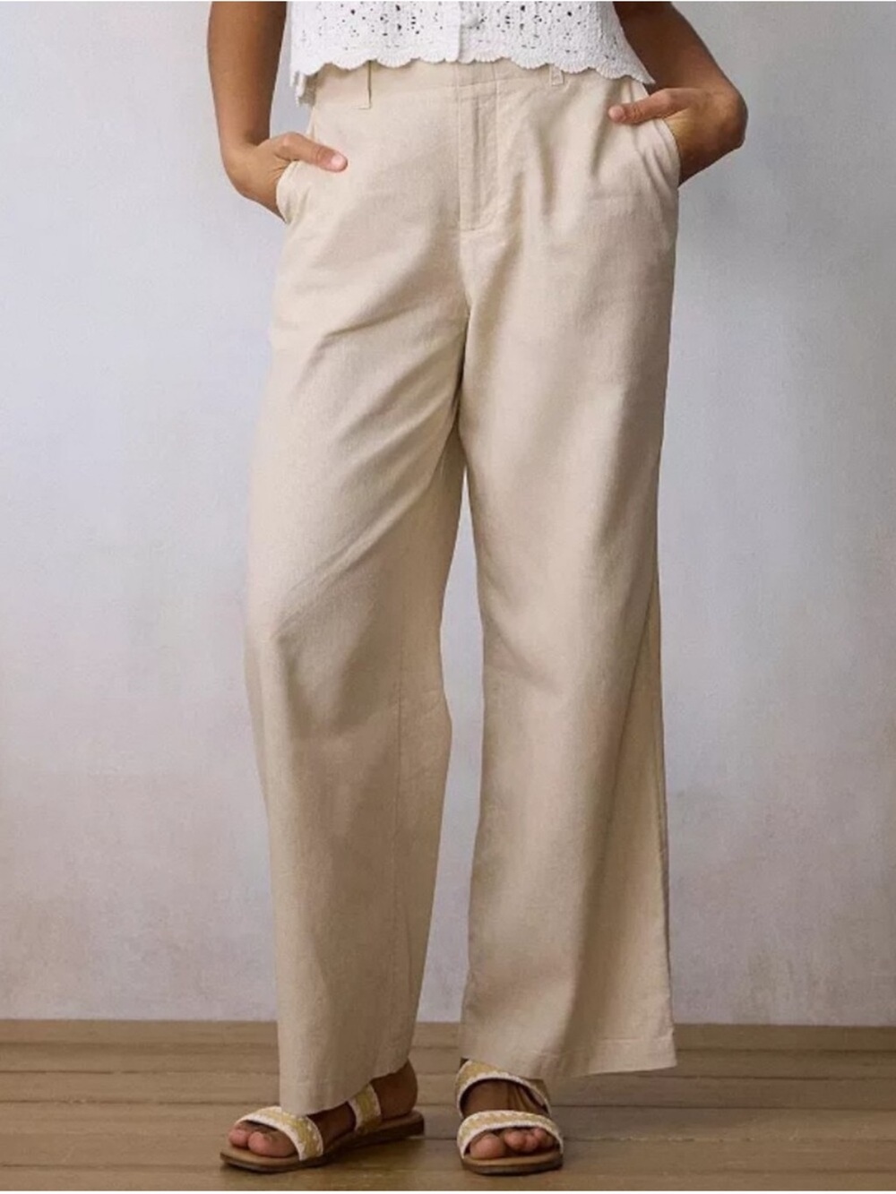 LC Lauren Conrad Drapey Elastic Back Trouser Pants Cream Size 12